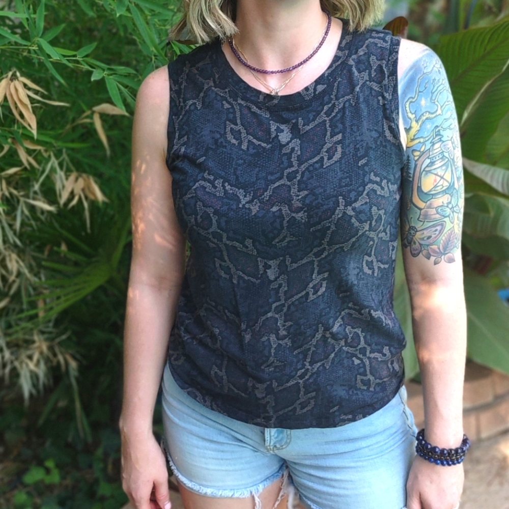 All Saints Snake Print Muscle Tee